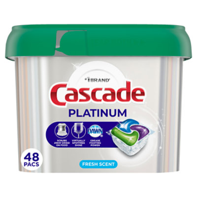 Cascade Platinum Fresh Scent Dishwasher Detergent Pods ActionPacs Tabs - 48 Count - Image 1