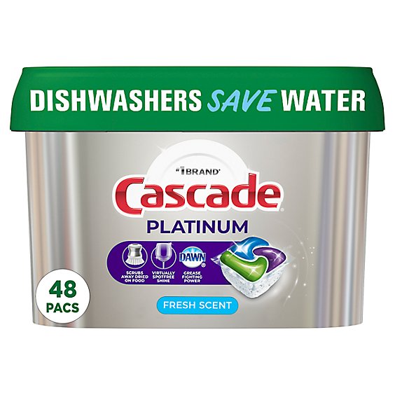 Cascade Platinum Fresh Scent Dishwasher Detergent Pods ActionPacs Tabs - 48 Count