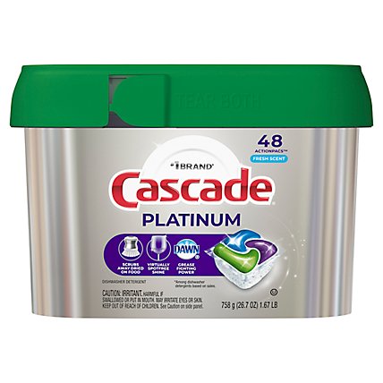 Cascade Platinum Fresh Scent Dishwasher Detergent Pods ActionPacs Tabs - 48 Count - Image 4