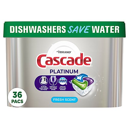 Cascade Platinum ActionPacs Tabs Fresh Scent Dishwasher Detergent Pods - 36 Count - Image 2