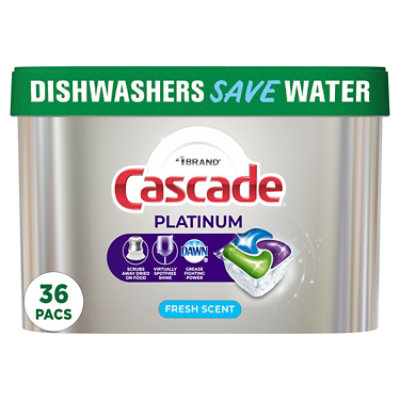 Cascade Platinum ActionPacs Tabs Fresh Scent Dishwasher Detergent Pods - 36 Count