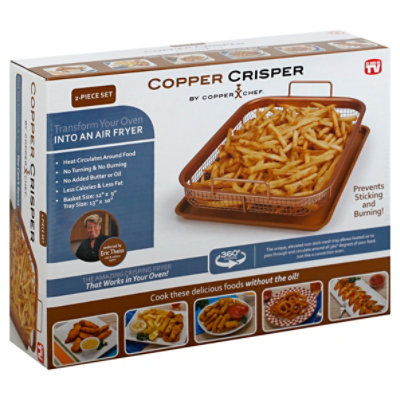 Steel Air Fryer Tray, Air Fry Basket for Oven, 2 Piece Nonstick Copper  Crisper T