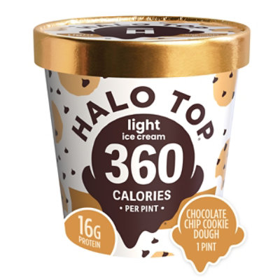 Halo Top Chocolate Chip Cookie Dough Light Ice Cream Frozen Dessert For Summer Pint - 16 Fl. Oz. - Image 1