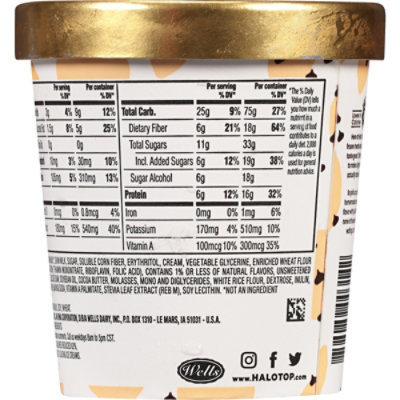 Halo Top Chocolate Chip Cookie Dough Light Ice Cream Frozen Dessert For Summer Pint - 16 Fl. Oz. - Image 3