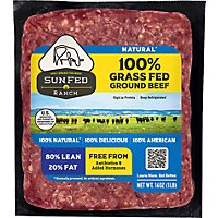 SunFed Ranch Grass Fed Beef Ground Beef Brick 80% Lean 20% Fat - 1.00 Lb - Image 1