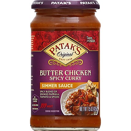 Pataks Simmer Sauce For Spicy Butter Chicken Original Hot - 15 Oz - Image 2