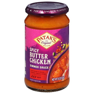 Pataks Simmer Sauce For Spicy Butter Chicken Original Hot - 15 Oz