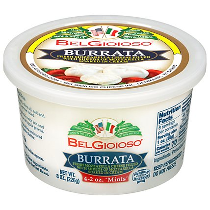 BelGioioso Fresh Mozzarella Cheese Burrata Cup 4-2oz Mini Balls - 8 Oz - Image 1