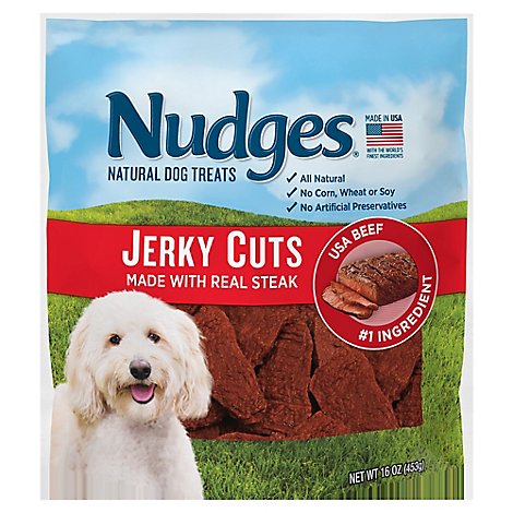 Nudges Natural Dog Treats Jerky Cuts Made With Real Steak Pouch - 16 Oz