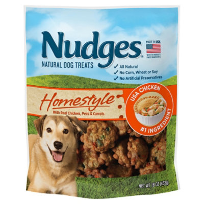 Nudges Natural Dog Treats Homestyle Made With Real Chicken Peas And Carrots - 16 Oz