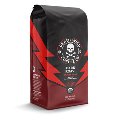 Death Wish Coffee Dark Roast Whole Bean Coffee Bag - 1 LB - Image 1