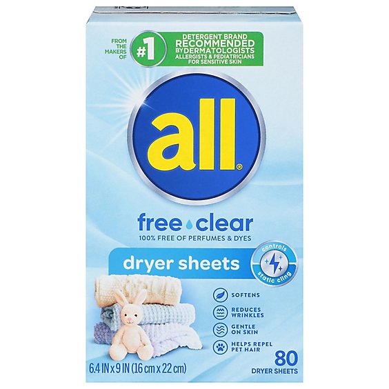 all Dryer Sheets Free Clear Box - 80 Count