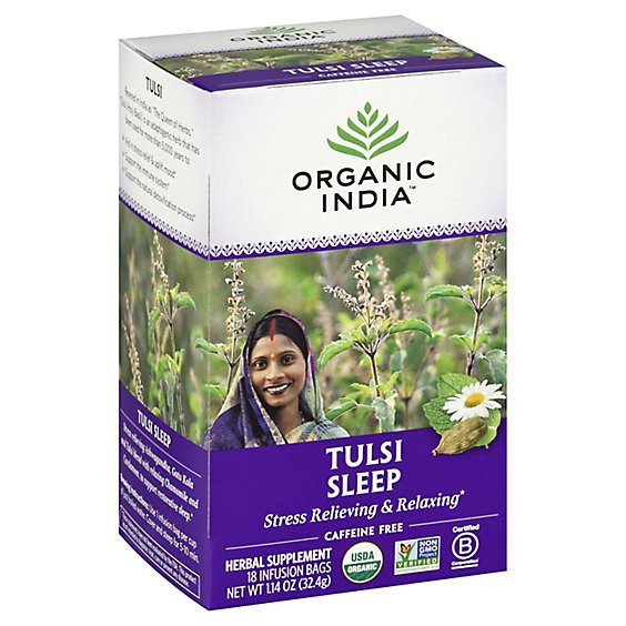 Organic India True Wellness Tulsi Sleep Tea Organic Caffeine-Free 18 Count - 1.14 Oz