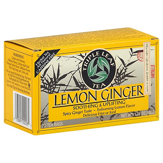 Triple Leaf Tea Herbal Tea Caffeine-Free Lemon Ginger - 20 Count