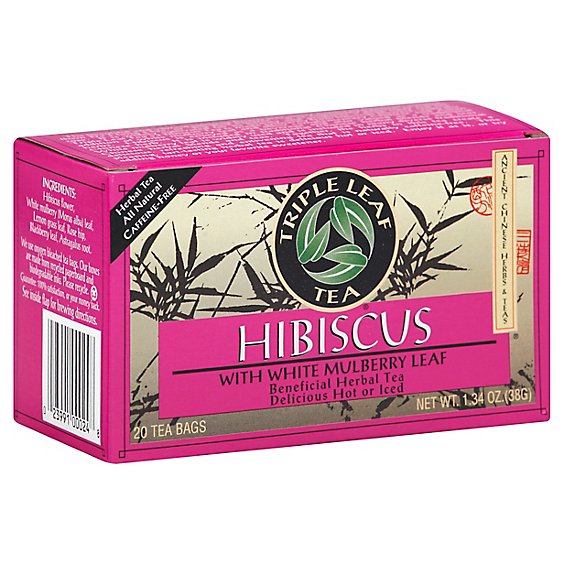 Triple Leaf Tea Herbal Tea Caffeine-Free Hibiscus - 20 Count