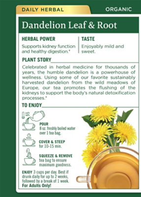 Traditional Medicinals Organic Dandelion Leaf & Root Herbal Tea Bags - 16 Count - Image 4