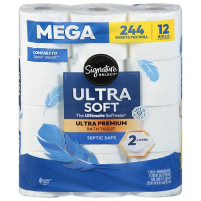 Signature SELECT Ultra Our Softest Mega Roll 2-Ply Bathroom Tissue Wrapper - 12 Count - Image 3