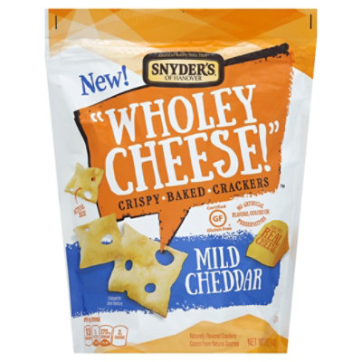 Snyders of Hanover Wholey Cheese! Baked Crackers Crispy Mild Cheddar - 5 Oz