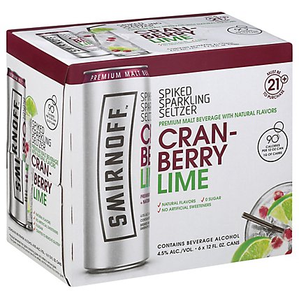 Smirnoff Spiked Seltzer Cranberry Lime In Cans - 6-12 Fl. Oz. - Image 1