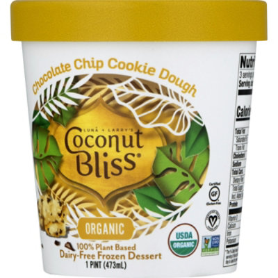Luna & Larrys Organic Coconut Bliss Ice Cream Choc Chip Cookee - 1 Pint - Image 4