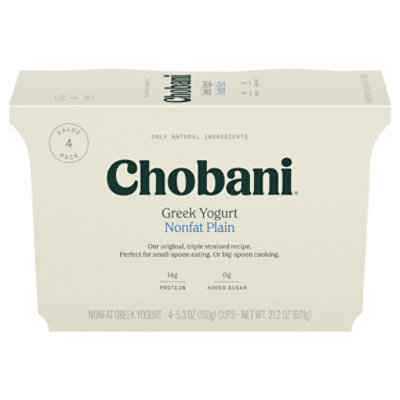 Chobani Yogurt Greek Non-Fat Plain - 4-5.3 Oz