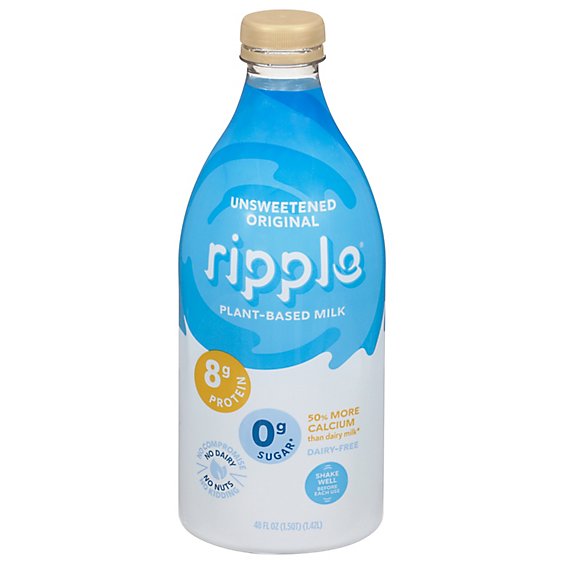 Ripple Milk Nutritious Plant-Based Unsweetened Original - 48 Fl. Oz.