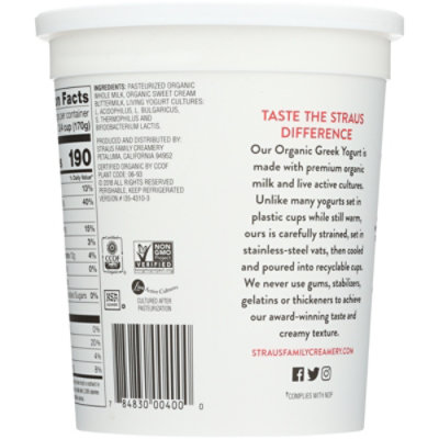 Straus Family Creamery Plain Greek Yogurt - 32 Oz - Image 6