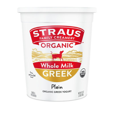 Straus Family Creamery Plain Greek Yogurt - 32 Oz