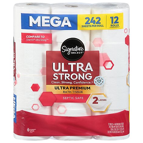 Signature Care Bathroom Tissue Ultra Premium Mega Rolls 2 Ply - 12 Count