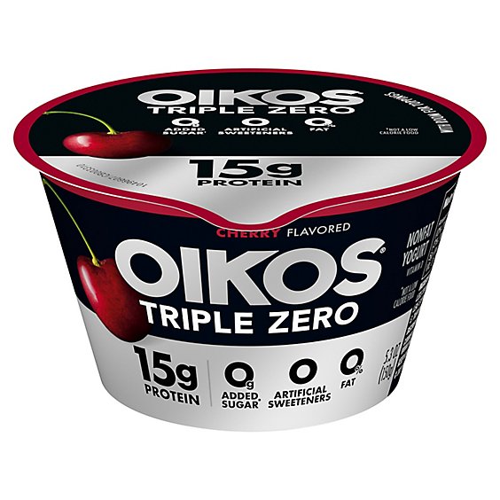 Oikos Triple Zero Greek Yogurt Blended Nonfat Cherry - 5.3 Oz