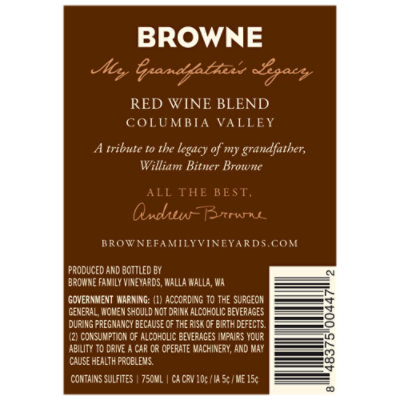 Browne Legacy Red Blend Wine - 750 Ml - Image 4