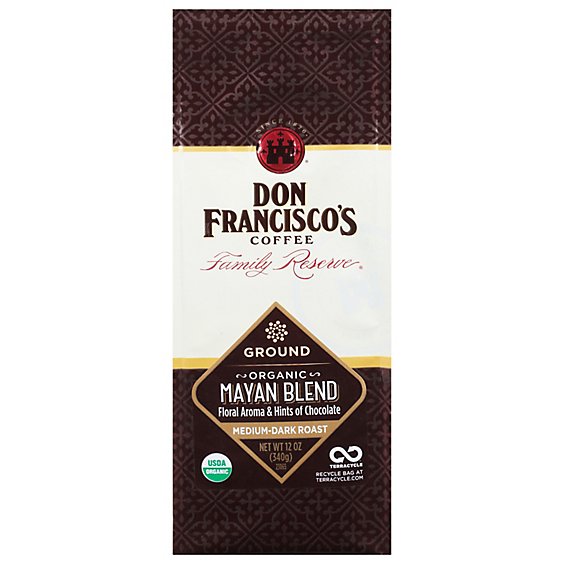 Don Franciscos Coffee Coffee Organic Ground Medium Roast Mayan Blend - 12 Oz