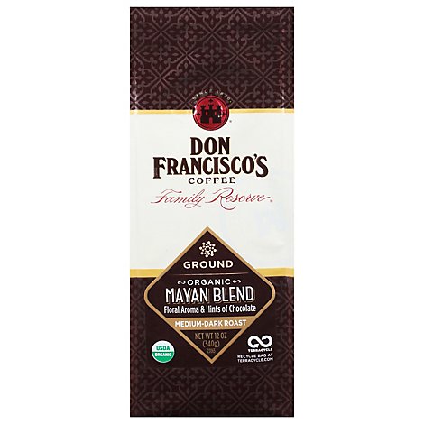 Don Franciscos Coffee Coffee Organic Ground Medium Roast Mayan Blend - 12 Oz