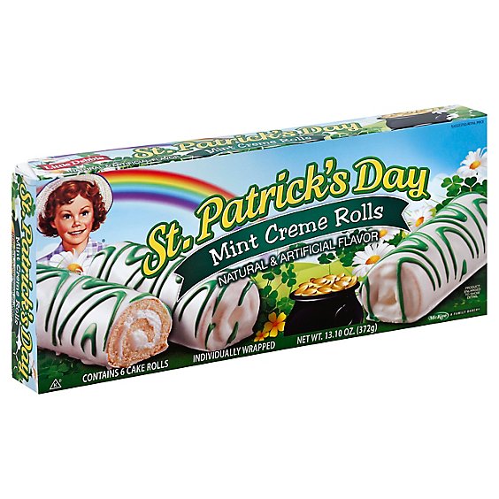 Little Debbie Rolls Cake Creme Rolls Mint St. Patricks Day 6 Count - 13.10 Oz