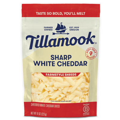 Tillamook Farmstyle Thick Cut Sharp White Cheddar Shredded Cheese - 8 Oz