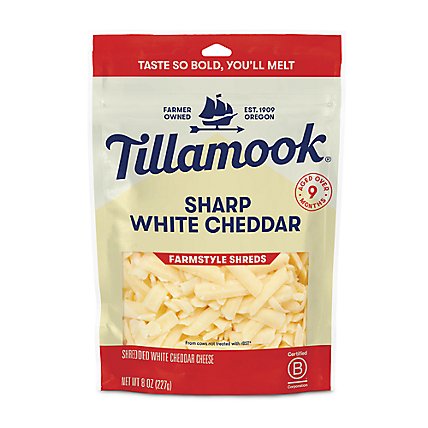 Tillamook Farmstyle Thick Cut Sharp White Cheddar Shredded Cheese - 8 Oz