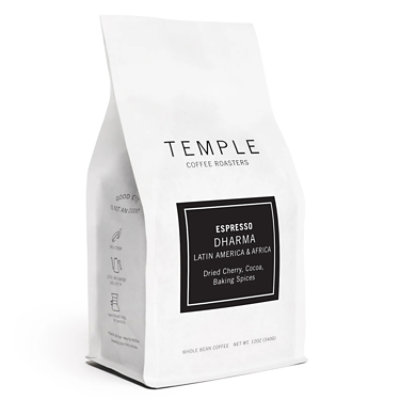 Temple Coffee Whole Bean Medium-Dark Roast Dharma Espresso Blend - 12 Oz