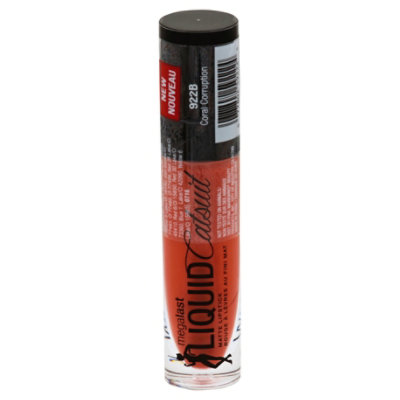 Wet N Wild Megalast Liquid Catsuit Lipstick Matte Coral Corruption - 0.21 Oz