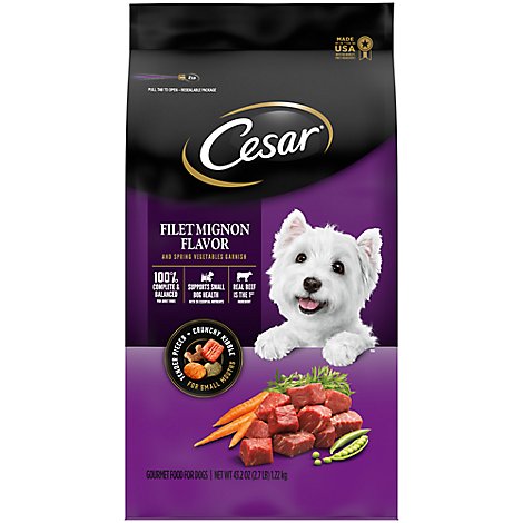Cesar Small Breed Dry Dog Food Filet Mignon Flavor With Spring Vegetables Garnish - 2.7 Lb
