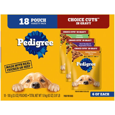 Pedigree Choice Cuts In Gravy Chicken/Beef Adult Soft Wet Dog Food Pouches Variety Pk - 18-3.5 Oz - Image 1