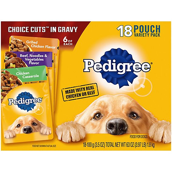 Pedigree Choice Cuts In Gravy Adult Soft Wet Dog Food Variety Pack -  18-3.5 Oz