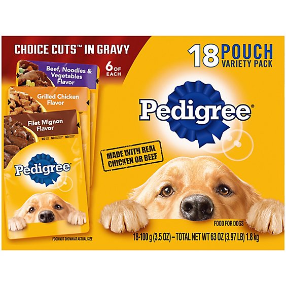 Pedigree Choice Cuts In Gravy Chicken/Beef Adult Wet Dog Food Pouches Variety Pack - 18-3.5 Oz