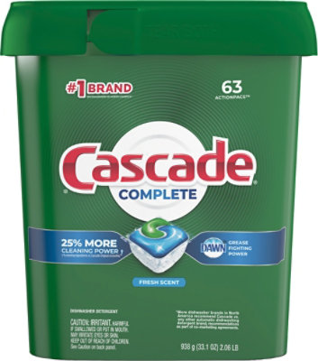 Cascade Complete Dishwasher Detergent Pods ActionPacs Tabs Fresh Scent - 63 Count - Image 2