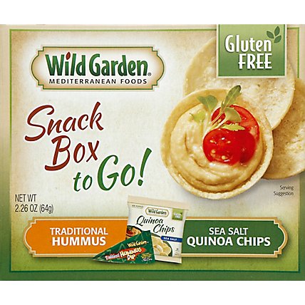 Wild Garden Snack Box to Go! Gluten Free Traditional Hummus & Sea Salt Quinoa Chips - 2.26 Oz - Image 2
