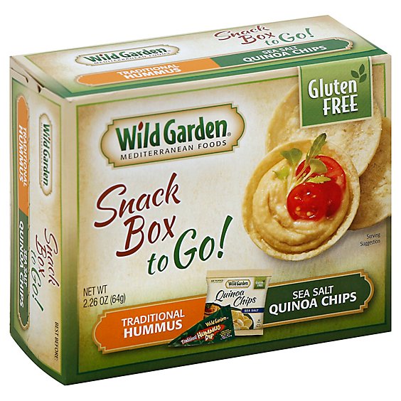 Wild Garden Snack Box to Go! Gluten Free Traditional Hummus & Sea Salt Quinoa Chips - 2.26 Oz