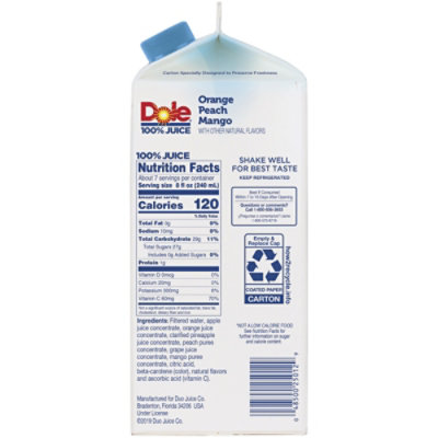 Dole 100% Juice Orange Peach Mango Chilled - 59 Fl. Oz. - Image 3