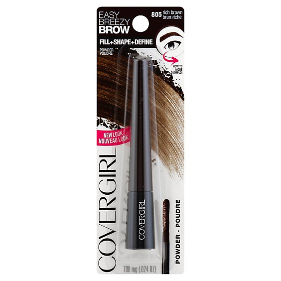 COVERGIRL Easy Breezy Brow Fill + Shape + Define Powder Eyebrow Makeup Rich Brown - Each