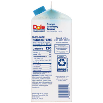 Dole 100% Juice Orange Strawberry Banana Chilled - 59 Fl. Oz. - Image 2