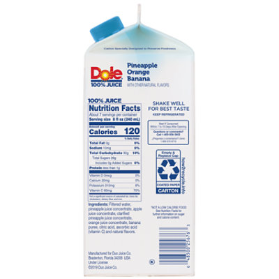 Dole 100% Juice Pineapple Orange Banana Chilled - 59 Fl. Oz. - Image 3