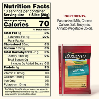 Sargento Sliced Gouda Natural Cheese 10 Count - 7 Oz - Image 4